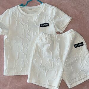 Super cute All white boys shirt set